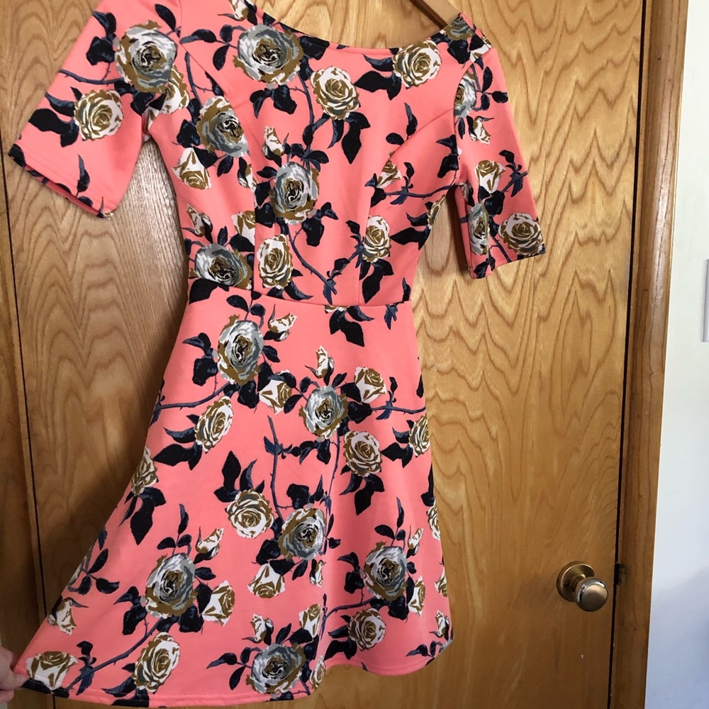 Peach Color Floral Dress